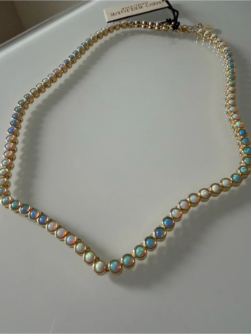 Opal gold tennis Necklace
